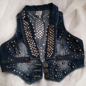 Studded Denim Vest Medium EUC